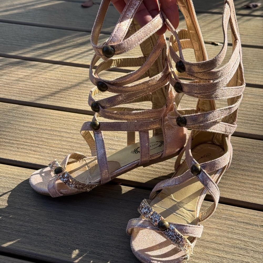Joyfolie Shimmering Pink Gladiator Sandals